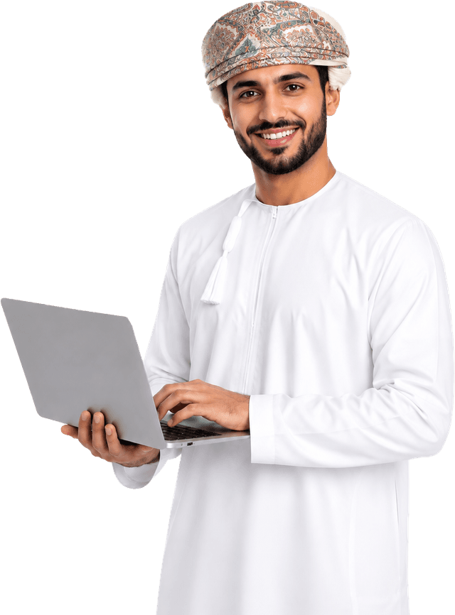 Consultant holding laptop
